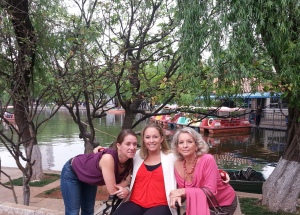 The three Ingersoll girls in Kunming Lake in downtown